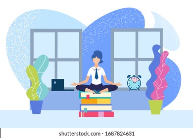 Work and study from home Vector illustration Concept keep calm, take care of your health, comply with quarantine