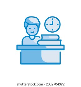 Work study vector blue colour icon style illustration. EPS `0 file
