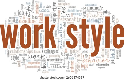 Work Style word cloud conceptual design isolated on white background.
