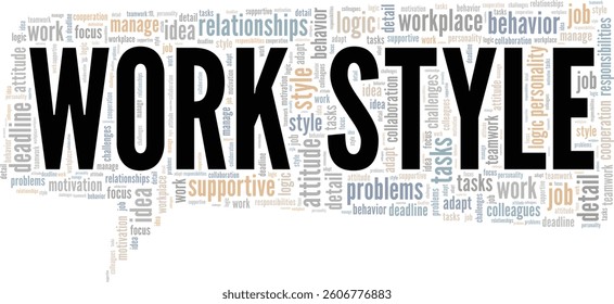 Work Style word cloud conceptual design isolated on white background.