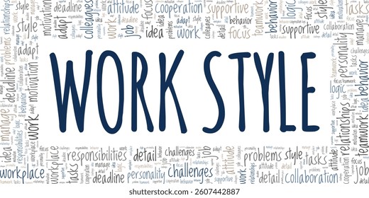 Work Style word cloud conceptual design isolated on white background.