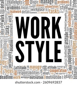 Work Style word cloud conceptual design isolated on white background.