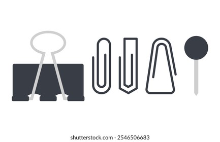 Work Supplies Paper Clip Vector. Black Paper Clip Element. Paper Clip Binder.