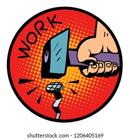 work symbol, hammer nail. Comic cartoon pop art retro vector illustration drawing