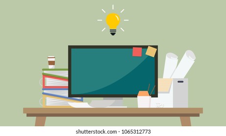 work table cartoon vector. free space for text. wallpaper. background.