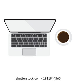 Arbeitstisch-Design mit Laptop und Kaffee