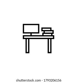 Tabla de trabajo, icono de trabajo de escritorio en icono de estilo de línea negra, estilo aislado en fondo blanco