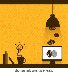 Work table to do a job online, home office style, idea thinking concept.