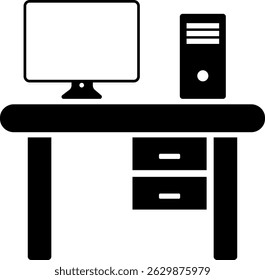 work table icon. Comfortable Workplace icons. visual branding. Office Furniture. Desk Setup
