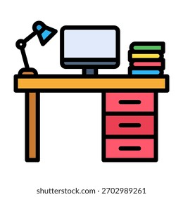 Work Table Icon Lineal Color Design Vector Illustration