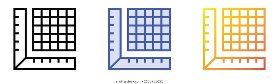 work table icon. Linear, Blue Fill and Gradient Style Design Isolated On White Background