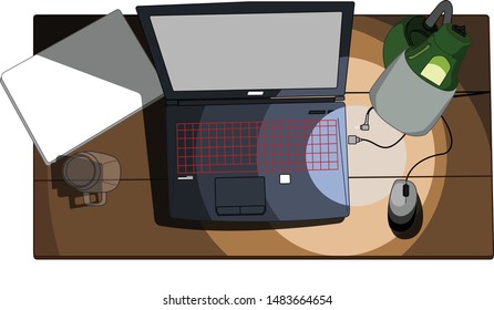 Work Table Illustration Design Concept