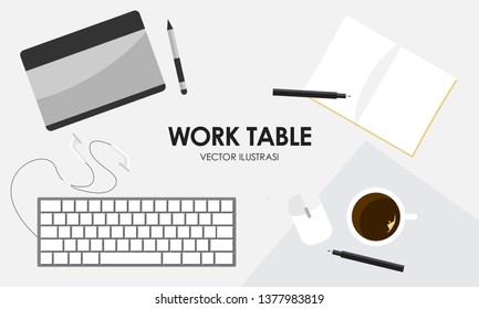 Work Table Ilustration Vector