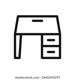 Work table line icon, office table with drawer vector symbol with editable stroke