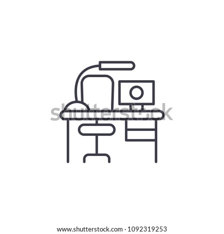 Work table linear icon concept. Work table line vector sign, symbol, illustration.