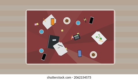 work table at work meeting