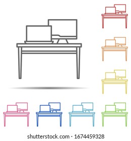 work table multi color icon. Element of workplace icon on white background