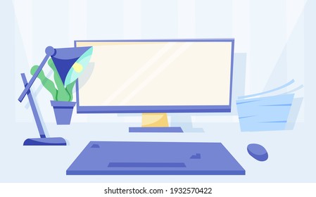 Work table. Office tools. Vector illustration