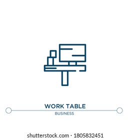 work table vector line icon. Simple element illustration. work table outline icon from business concept. Can be used for web and mobile
