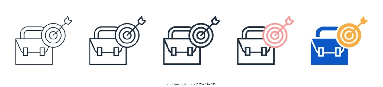 Trabajo Destino diferentes iconos de estilo establecer la Ilustración vectorial.