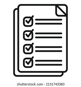 Work task icon outline vector. Test checklist. Paper project