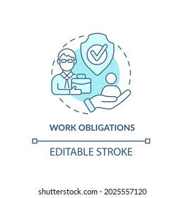 Work tasks concept icon. Social security. Health and safety measures. Employment relationship abstract idea thin line illustration. Vector isolated outline color drawing. Editable stroke