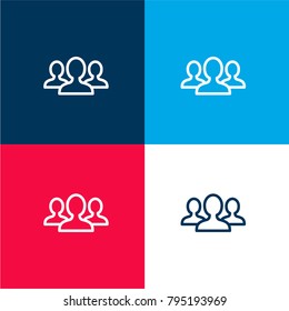 Work Team four color material and minimal icon logo set in red and blue