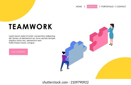 Equipo de trabajo uniendo piezas de rompecabezas, lluvia de ideas, colaboración, concepto de asociación