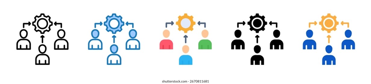 Work Team multiple style icons set design vector illustration.
