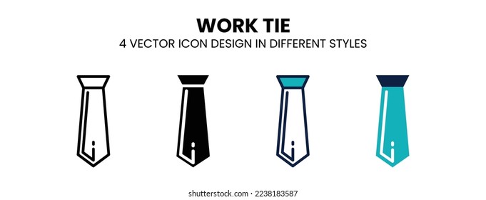 Work tie icon in outline, thin line, solid, filled and flat style. Vector illustration of two colored and black work tie vector icons designs can be used for mobile, ui, web