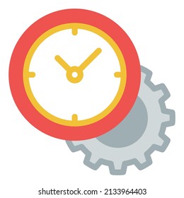 work time with cog and clock icon illustration