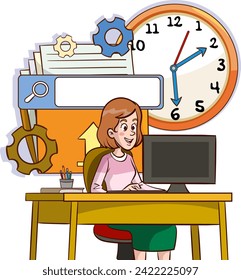 work and time concept vector illustration.Time management.Office deadline.