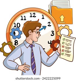 work and time concept vector illustration.Time management.Office deadline.