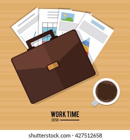 Work time design. Office icon. Colorful illustration