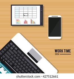 Work time design. Office icon. Colorful illustration