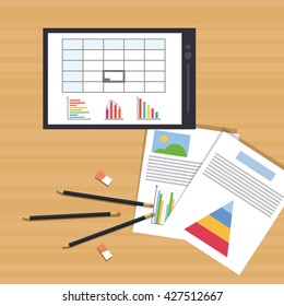 Work time design. Office icon. Colorful illustration