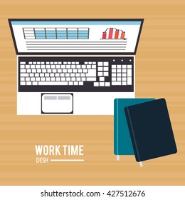 Work time design. Office icon. Colorful illustration