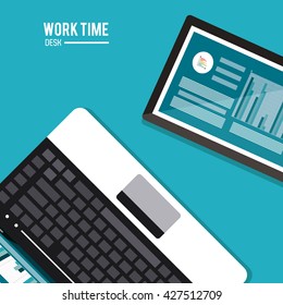 Work time design. Office icon. Colorful illustration