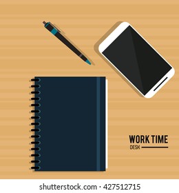Work time design. Office icon. Colorful illustration