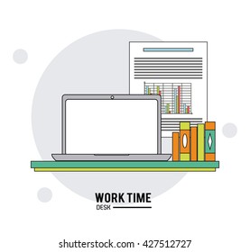 Work time design. Office icon. Colorful illustration
