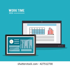Work time design. Office icon. Colorful illustration