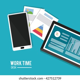 Work time design. Office icon. Colorful illustration