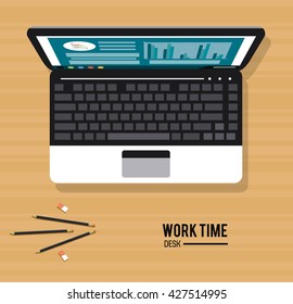 Work time design. Office icon. Colorful illustration