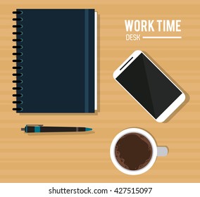 Work time design. Office icon. Colorful illustration