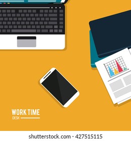 Work time design. Office icon. Colorful illustration