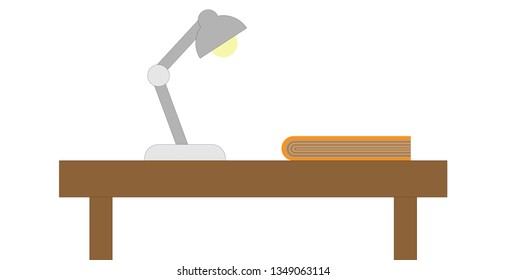 work time desk laptop lamp book documents