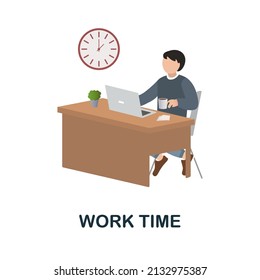 Work Time flat icon. Colored element sign from work from office collection. Flat Work Time icon sign for web design, infographics and more.