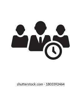 work time icon business management team and clock symbol vector