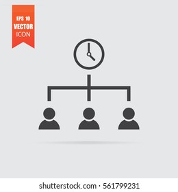 Work time icon in flat style isolated on grey background. For your design, logo. Vector illustration.