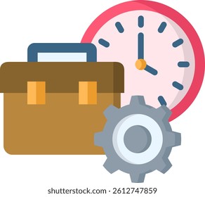 Work Time Icon Flat Vector Illustration
